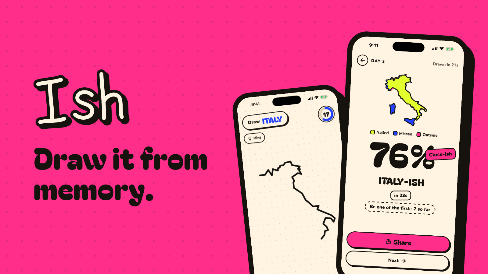 Ish — app screens on iPhone